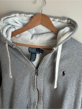 Polo Ralph Lauren Thermal Waffle Lined Full Zip Hoodie Sweatshirt Heavy Mens XXL